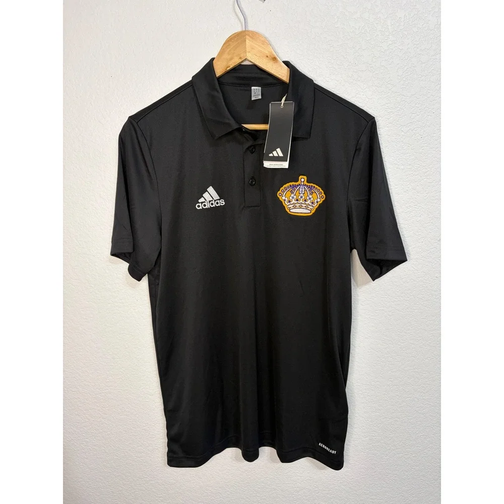 Adidas Mens Entrada 22 Soccer Polo Shirt Black Aeroready HB5328 Crown Crest S